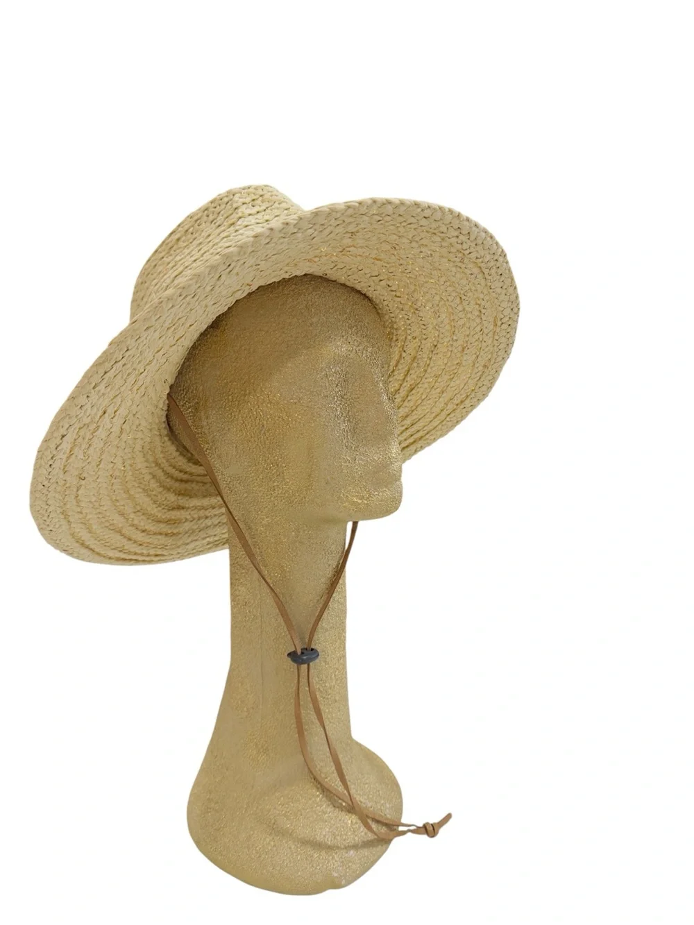 Cappelli Straworld Wide Brim Straw Sun Hat Beige One Size Adjustable Chin Strap